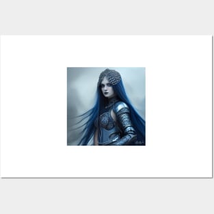 Gothic Blue Warrior Woman Posters and Art